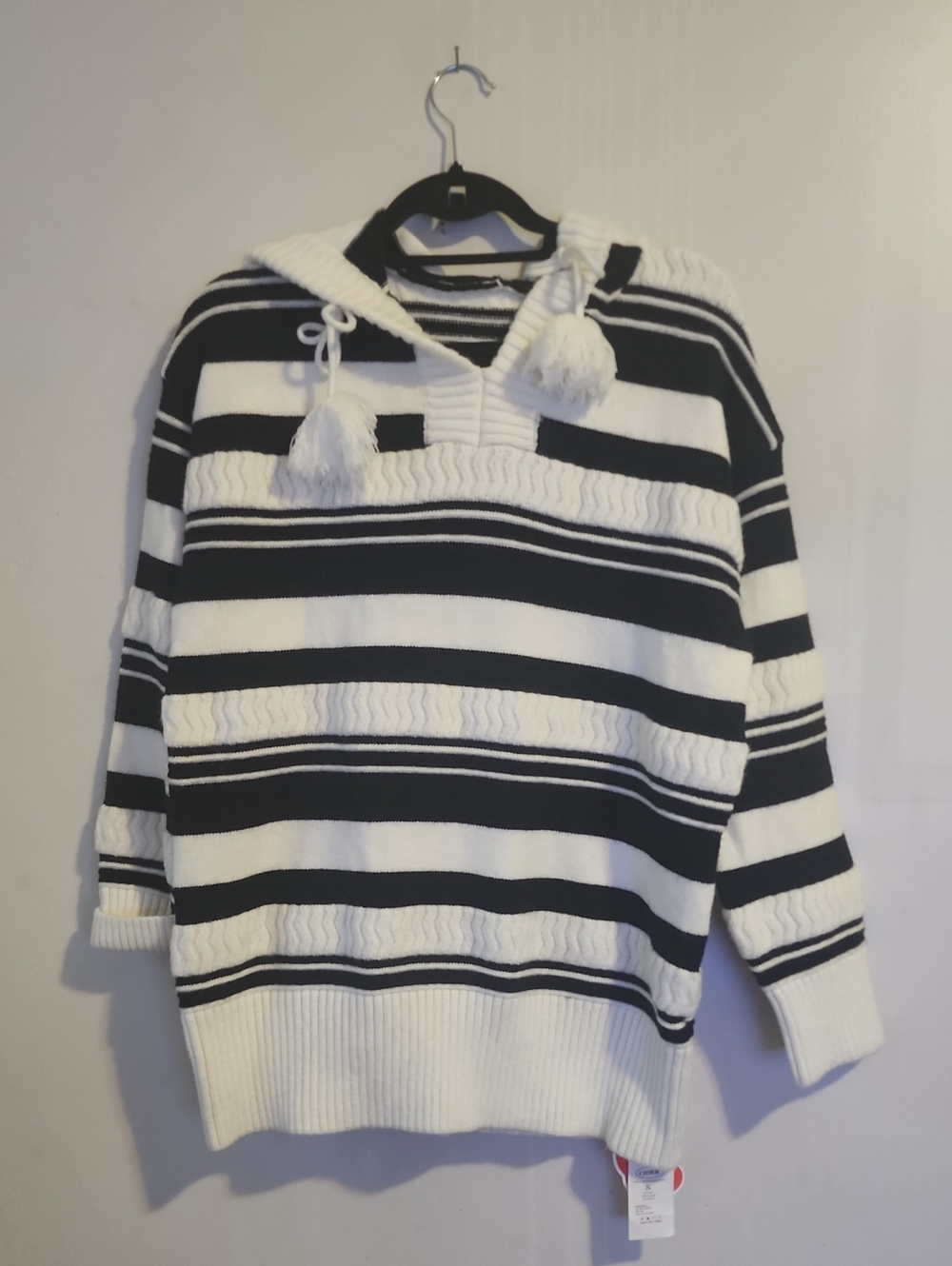 Cider Black & White Striped Crewneck Sweater